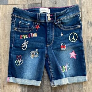 Jordache Girls Embroidered Denim Jean Shorts Blue Size 7